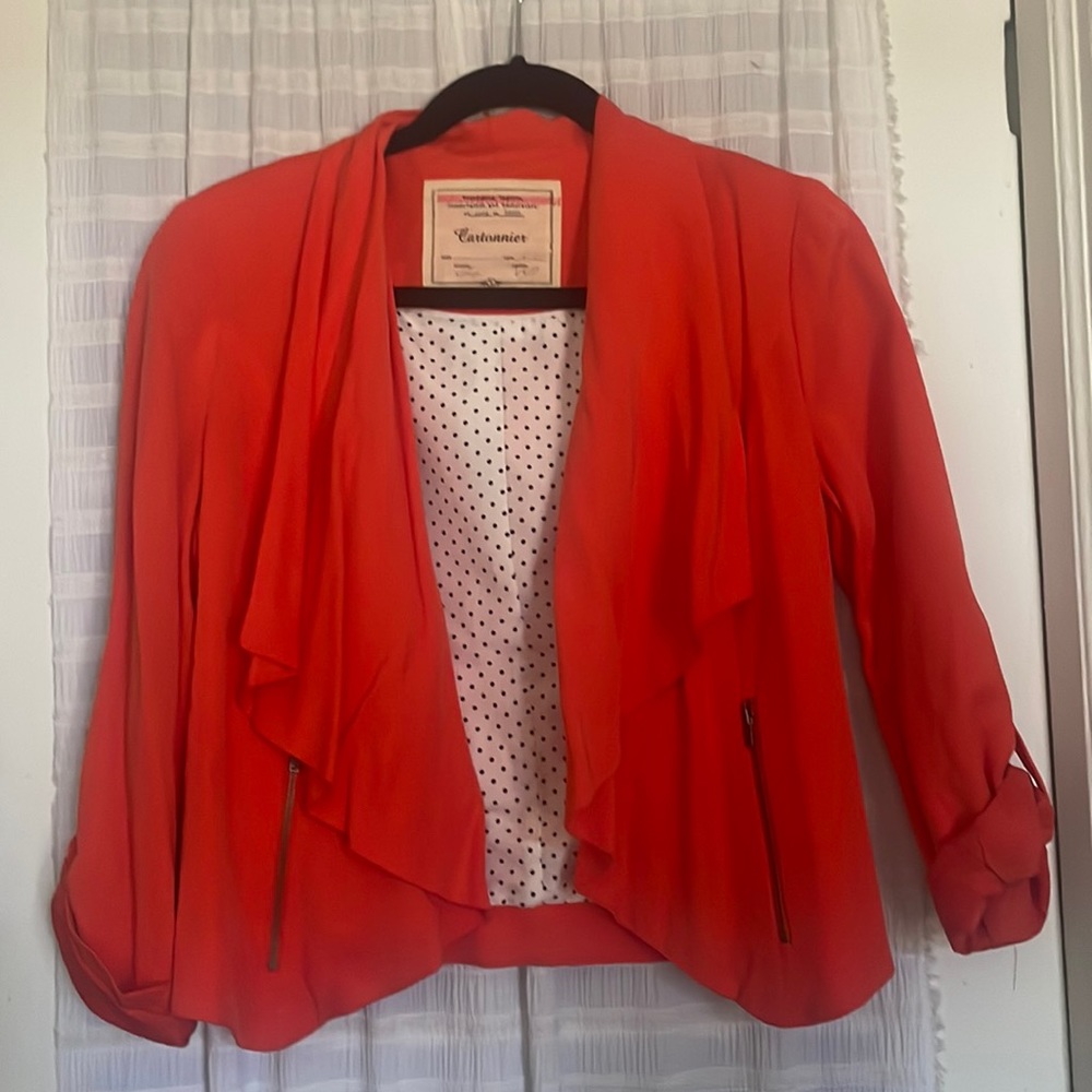 Anthropologie Cartonnier orange cropped jacket - small